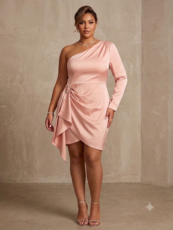 le chateau Dresses & Skirts - Le Chateau Rose Gold Pink One Shoulder Dress Size XL